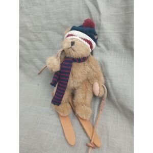RUSS BERRIE Jointed SKIING Teddy Bear 8" MOGUL Skier Plush Broken Ski Pole